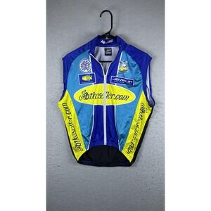 Verge Sport Bikeseller Cycling Vest Mens Medium Blue Yellow Windproof Gilet